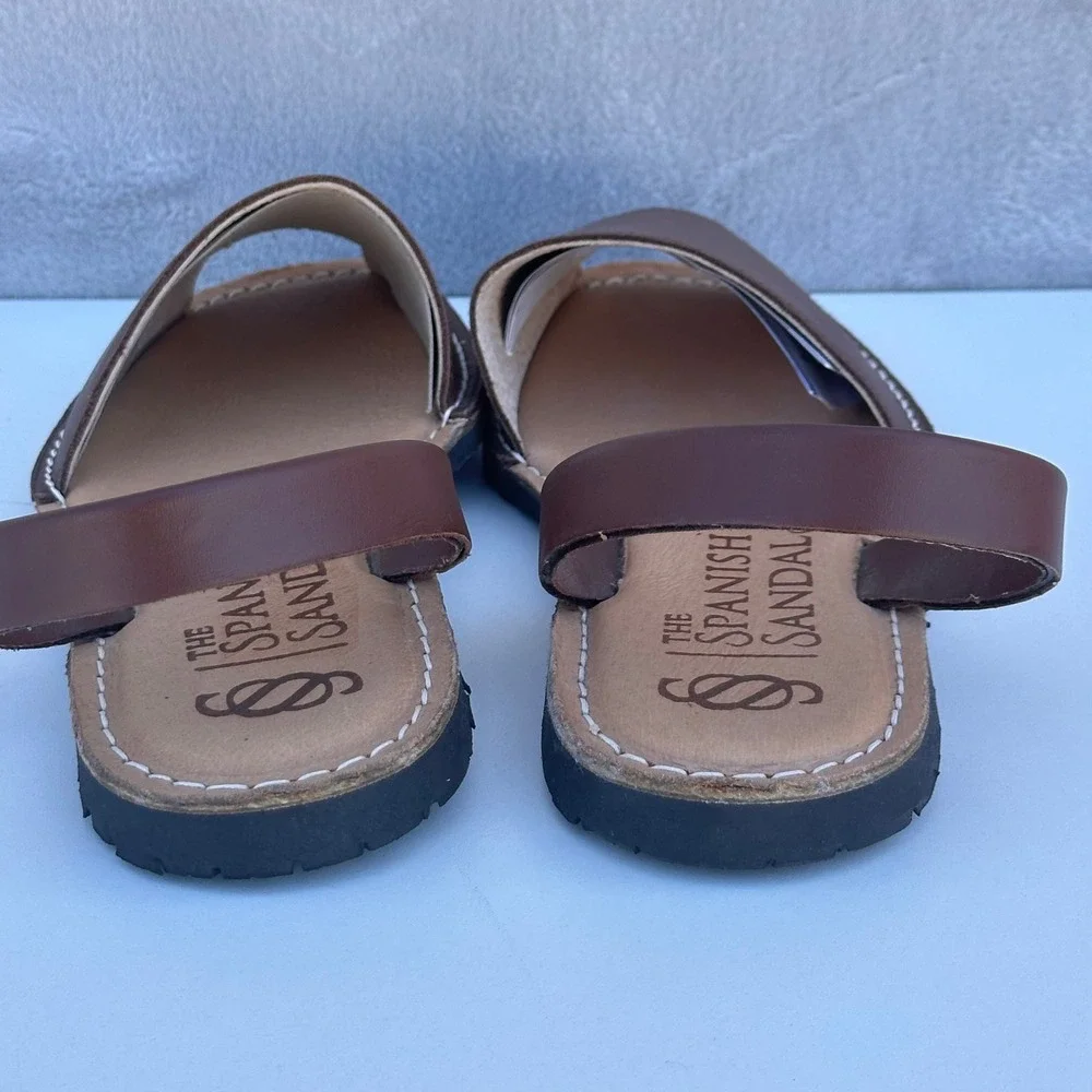The Spanish Sandal Co Brown Leather Avarca Menorquina Slingback Sandals Size 39